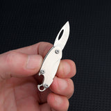 【Free gift】Stainless steel mini folding knife with bottle opener outdoor pocket knife key pendant unpacking courier knife