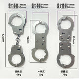 Thickened stainless steel adult toy thumb buckle toe . shackle entertainment keychain mini small handcuff toy