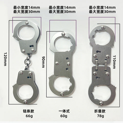 2026 Thickened stainless steel adult toy thumb buckle toe shackle entertainment keychain mini small handcuffs | POPOTR™