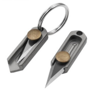 【Free gift】Stainless steel mini push knife, sharp knife, portable keychain, self-defense pendant, express unpacking knife.