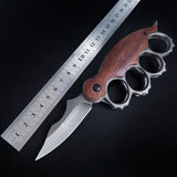 Tiger finger fist knife tactical folding outdoor knife wooden handle multifunctional folding knife camping escape fruit knife knife