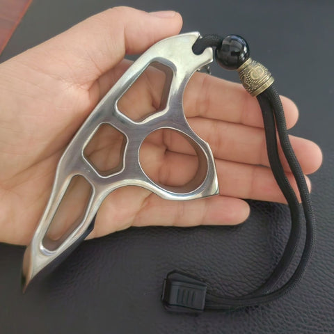 Thickened stainless steel finger tiger ring, window breaker, self-defense, anti-wolf car tiger fist outdoor hand support, fist buckle