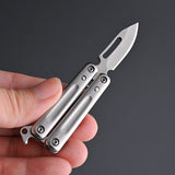 【Free gift】Mini Stainless Steel Butterfly Practice Knife Keychain Knife Sharp Fruit Knife Express Portable Play Unpacking Knife