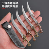 【Free gift】Ornamental dragon tooth knife outdoor knife stainless steel fruit knife portable keychain mini knife