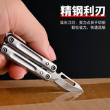 【Free gift】Mini Stainless Steel Butterfly Practice Knife Keychain Knife Sharp Fruit Knife Express Portable Play Unpacking Knife