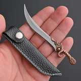 【Free gift】Ornamental dragon tooth knife outdoor knife stainless steel fruit knife portable keychain mini knife