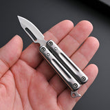 【Free gift】Mini Stainless Steel Butterfly Practice Knife Keychain Knife Sharp Fruit Knife Express Portable Play Unpacking Knife