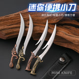 【Free gift】Ornamental dragon tooth knife outdoor knife stainless steel fruit knife portable keychain mini knife
