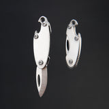 【Free gift】Stainless steel mini folding knife with bottle opener outdoor pocket knife key pendant unpacking courier knife