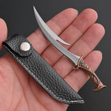 【Free gift】Ornamental dragon tooth knife outdoor knife stainless steel fruit knife portable keychain mini knife