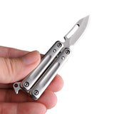 【Free gift】Mini Stainless Steel Butterfly Practice Knife Keychain Knife Sharp Fruit Knife Express Portable Play Unpacking Knife