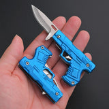 【Free gift】Mini folding knife, express unpacking knife, outdoor portable knife, small knife, exquisite stainless steel gun-shaped knife.