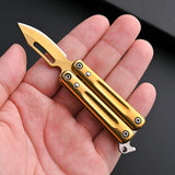 【Free gift】Mini Stainless Steel Butterfly Practice Knife Keychain Knife Sharp Fruit Knife Express Portable Play Unpacking Knife