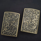 【QINQUAN】Lighters Smoking Cigarette Accessories Metal Armor Coal Oil Lighter Windproof Embossed Rose Vintage Men's Lighter（NO GAS）