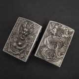 【QINQUAN】Lighters Smoking Cigarette Accessories Metal Armor Coal Oil Lighter Windproof Embossed Rose Vintage Men's Lighter（NO GAS）