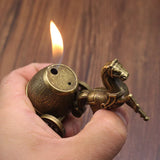 Creative Personality Gas Lighters Carriage Wine Barrel Golden Retro Nostalgic Ornaments Gift