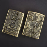 【QINQUAN】Lighters Smoking Cigarette Accessories Metal Armor Coal Oil Lighter Windproof Embossed Rose Vintage Men's Lighter（NO GAS）