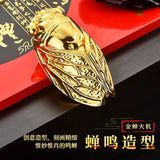 【¿】Golden Cicada Lighter Metal Inflatable Windproof Pocket Lighter Smoking Cigarette Kitchen Ignition Smoker Gift Lighters（NO GAS