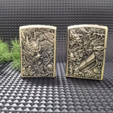【QINQUAN】Lighters Smoking Cigarette Accessories Metal Armor Coal Oil Lighter Windproof Embossed Rose Vintage Men's Lighter（NO GAS）