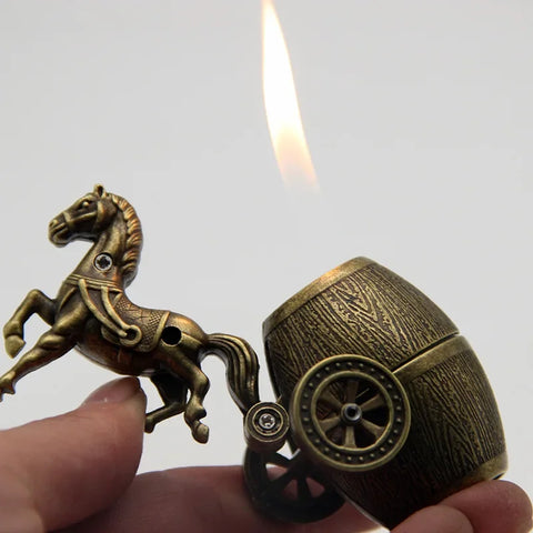 Creative Personality Gas Lighters Carriage Wine Barrel Golden Retro Nostalgic Ornaments Gift