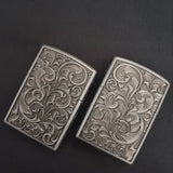 【QINQUAN】Lighters Smoking Cigarette Accessories Metal Armor Coal Oil Lighter Windproof Embossed Rose Vintage Men's Lighter（NO GAS）