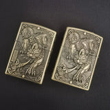 【QINQUAN】Lighters Smoking Cigarette Accessories Metal Armor Coal Oil Lighter Windproof Embossed Rose Vintage Men's Lighter（NO GAS）