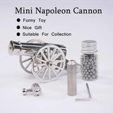 Miniature Napoleon Cannon Metal Naval Desktop Model Artillery Kit for Collection Projectile Can Be Fired Advanced toys（2 Size Stainless Steel ）