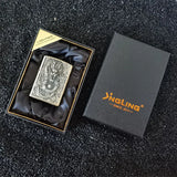 【QINQUAN】Lighters Smoking Cigarette Accessories Metal Armor Coal Oil Lighter Windproof Embossed Rose Vintage Men's Lighter（NO GAS）
