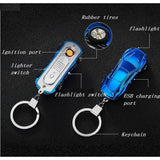 Mini Portable Keychain Flashlight USB Electric Lighter Tobacco Cigarette Charging Lighter Outdoor Windproof Lighters