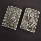 【QINQUAN】Lighters Smoking Cigarette Accessories Metal Armor Coal Oil Lighter Windproof Embossed Rose Vintage Men's Lighter（NO GAS）