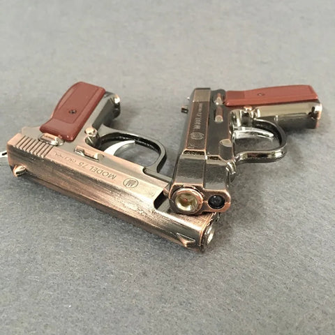 GUN Hot Metal Model with Lighting White Light Inflatable Windproof Lighter Model