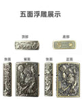 【QINQUAN】Lighters Smoking Cigarette Accessories Metal Armor Coal Oil Lighter Windproof Embossed Rose Vintage Men's Lighter（NO GAS）