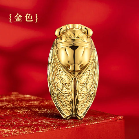 【¿】Golden Cicada Lighter Metal Inflatable Windproof Pocket Lighter Smoking Cigarette Kitchen Ignition Smoker Gift Lighters（NO GAS