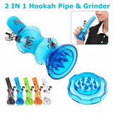 New Acrylic Hookah Pipe Water Smo  Pipes Tobacco Smoke Shisha Pipe W/Tobacco Grinder