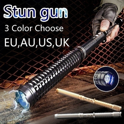 2025 Tactical Flashlight Stun Gun for sale Volts Stun Baton Self-defense Weapons For Women Survival Camp | POPOTR™