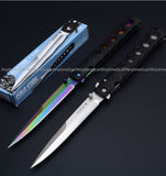 NEW Blade Tactical Stiletto Folding Survival Knife Folding Blade Knife