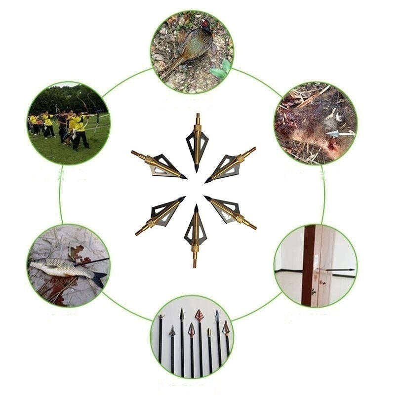 6Pcs/Set Hunting Arrow Heads High Carbon Steel Arrowheads Broadheads Tips Arrow Points Archery Arrowheads for Compound Bow Crossbow Recurve Bow (With Gift Storage Box) 