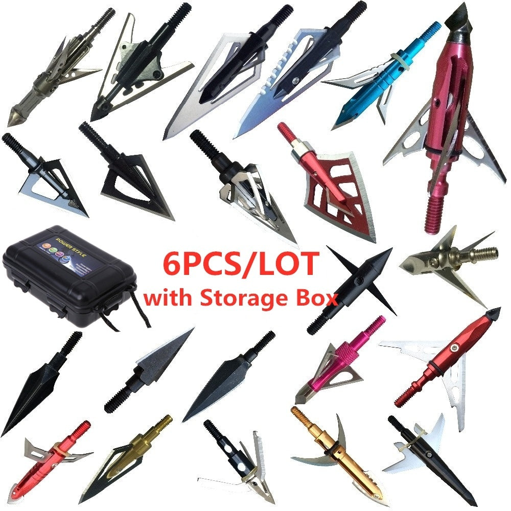 6Pcs/Set Hunting Arrow Heads High Carbon Steel Arrowheads Broadheads Tips Arrow Points Archery Arrowheads for Compound Bow Crossbow Recurve Bow (With Gift Storage Box) 