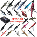 6Pcs/Set Hunting Arrow Heads High Carbon Steel Arrowheads Broadheads Tips Arrow Points Archery Arrowheads for Compound Bow Crossbow Recurve Bow (With Gift Storage Box) 