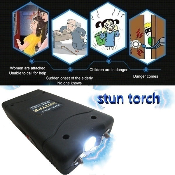 2025 Police Stun Gun Volts Tactical Flashlight Stun Gun for sale VS Taser Self-defense Weapons For Women Survival Camp | POPOTR™