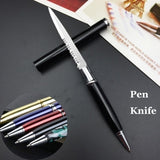 【Free gift】12 Colors Ballpoint Pen Multi-function Letter Opener Metal Pen Self-defense Metal Knife Pen Gift