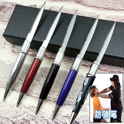 【Free gift】12 Colors Ballpoint Pen Multi-function Letter Opener Metal Pen Self-defense Metal Knife Pen Gift