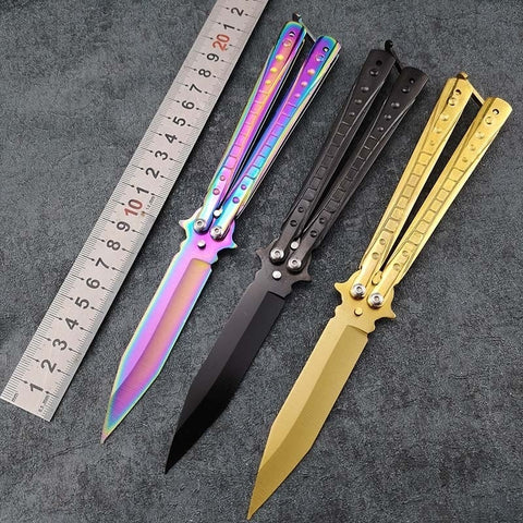 2025 Folding Knife Practice Butterfly Knife Hunting Knife Training Knife Blade| POPOTR™