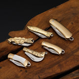【Free gift】18 Kinds of Mini Pocket Folding Brass Knife Small Keyring Knife Keychain Pendant Outdoor Camping Gifts