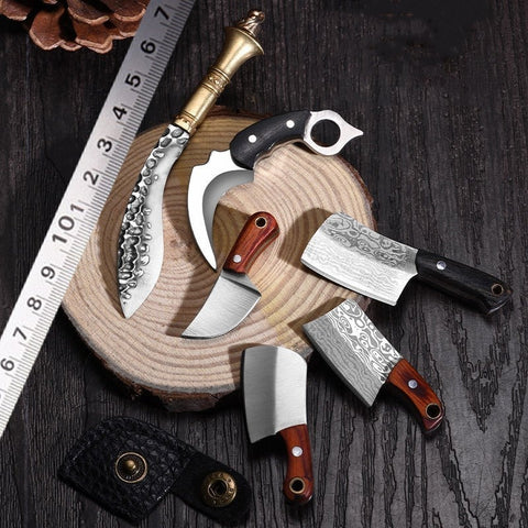 【Free gift】18 Kinds of Mini Pocket Folding Brass Knife Small Keyring Knife Keychain Pendant Outdoor Camping Gifts