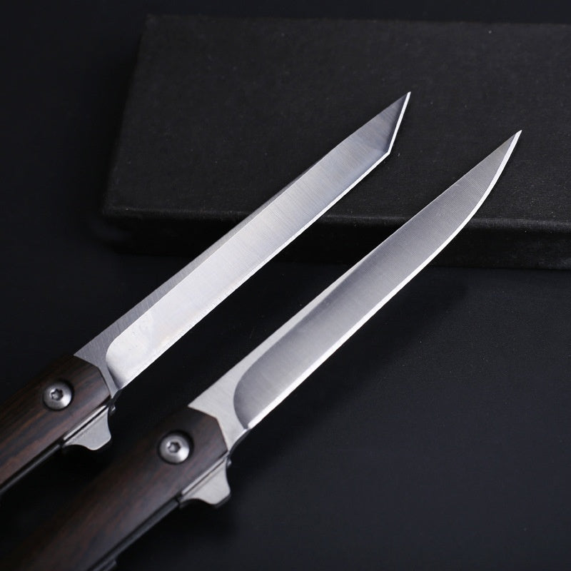 2025 Survival Knife Folding Knife Hunting Knife Assisted Knife Handle Wood | POPOTR™