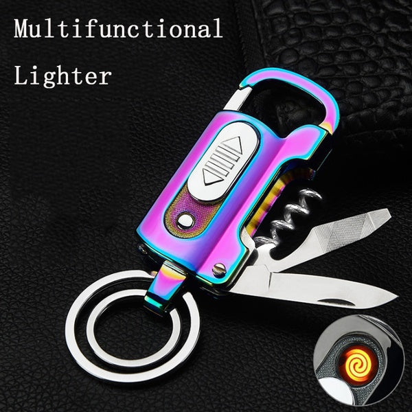 2025 Cigarettænder USB Lighter Vindtæt Lighter Genopladelig Lighter Nøglering Lighter Kniv| POPOTR™