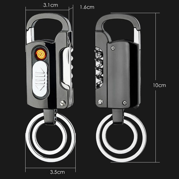 2025 Cigarettænder USB Lighter Vindtæt Lighter Genopladelig Lighter Nøglering Lighter Kniv| POPOTR™