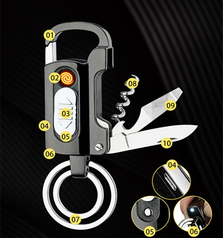 2025 Cigarettænder USB Lighter Vindtæt Lighter Genopladelig Lighter Nøglering Lighter Kniv| POPOTR™