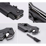 Knife with Flint Flashlight Outdoor Surival Camping Knife   7 in 1 Multi-function Folding Tools